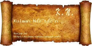 Kulman Nátán névjegykártya